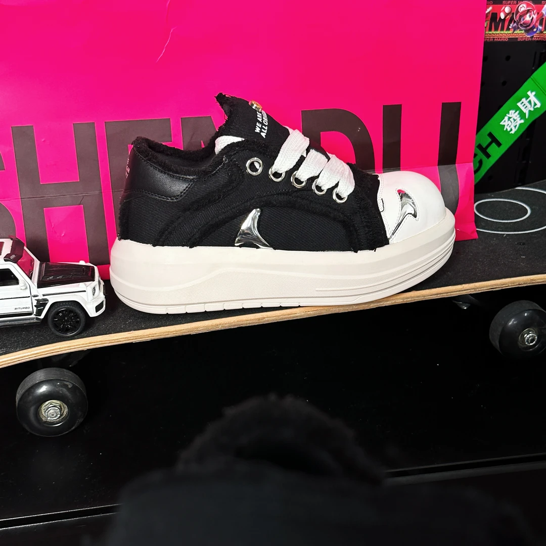 【明星同款】笑脸大头鞋男女同款厚底帆布鞋增高时尚潮鞋舒适