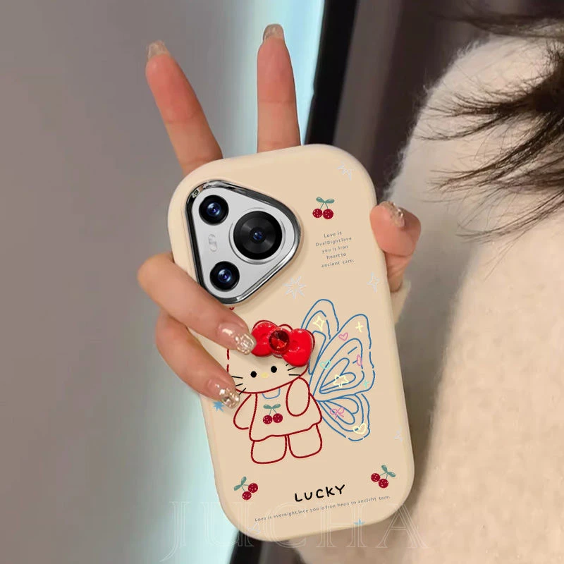蝴蝶翅膀小猫适用苹果16手机壳新款vivox200s可爱卡通oppofindx8s