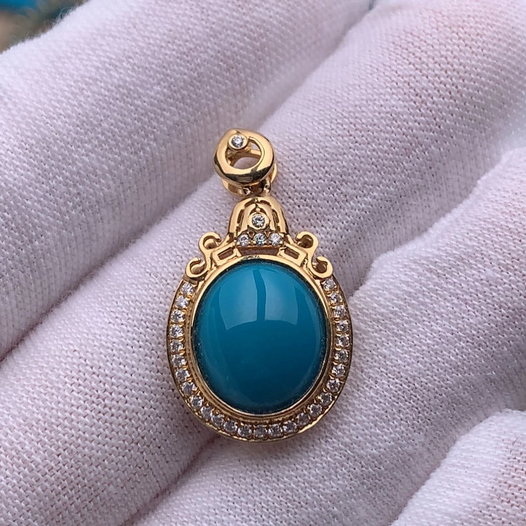 绿松石18K金镶嵌珠宝奇石