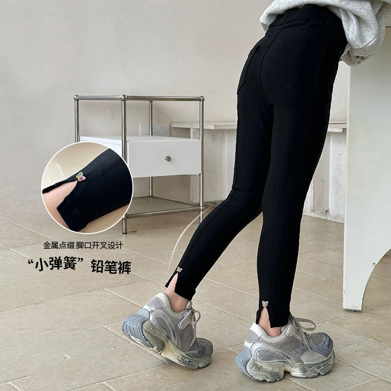 图图小象童装铅笔裤2025春秋新款女童打底裤修身亲子小脚裤AQK826