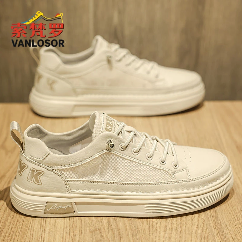 小白男鞋2025新款春季网面休闲百搭平底板鞋夏季透气防臭运动潮鞋