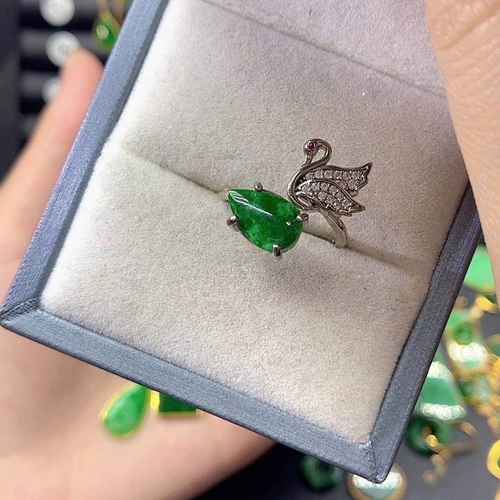 翡翠银S925镶嵌戒指