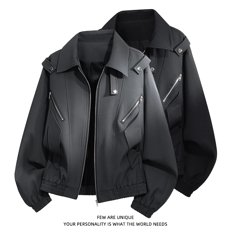 玛斯柏外套男士春秋季美式高街工装百搭潮流解构翻领休闲飞行夹克