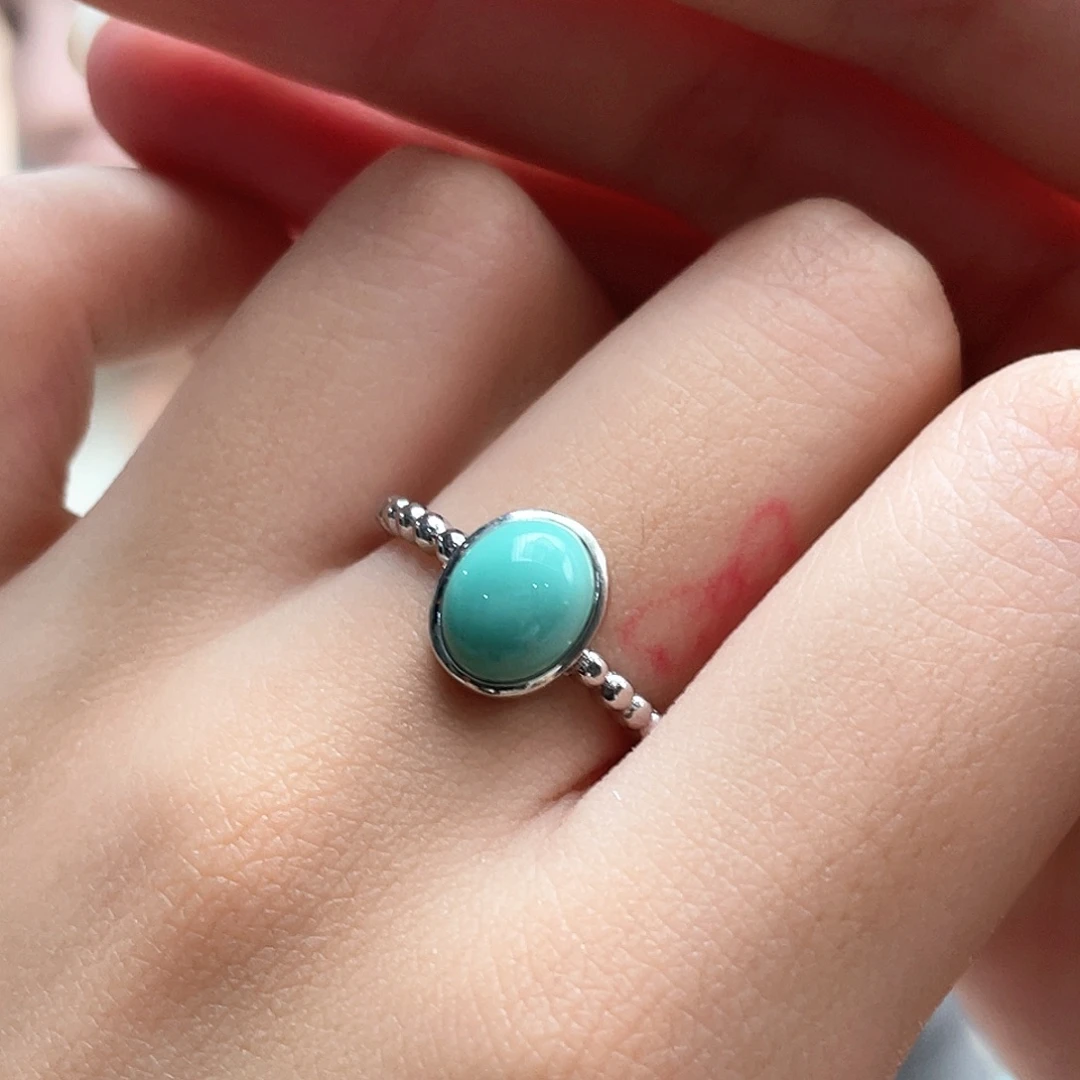 银S925镶嵌绿松石戒指