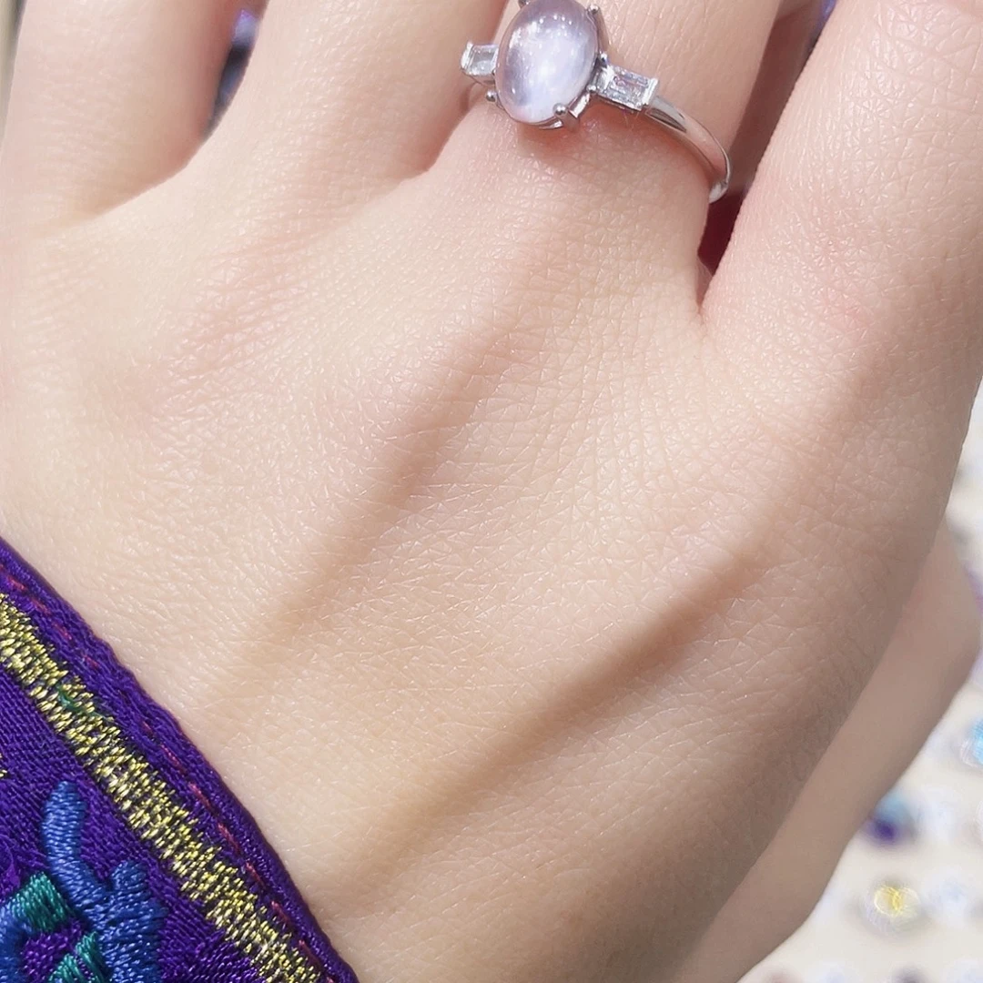 芙蓉石戒指银S925镶嵌戒指