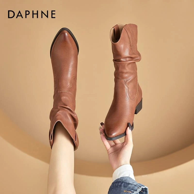 达芙妮美拉德马丁靴女爆款2025新款秋冬英伦风堆堆靴子中筒靴短靴