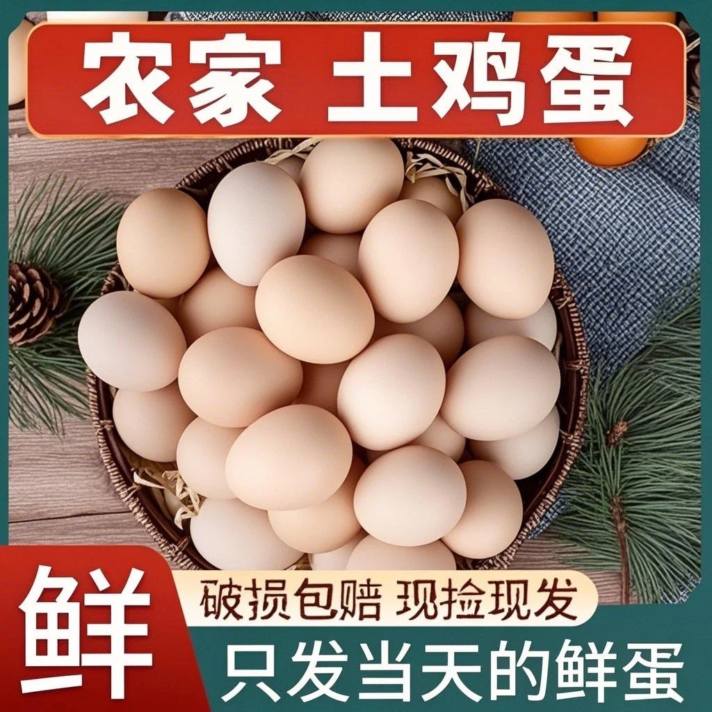 大个土鸡蛋50克农村散养土鸡蛋山地溜达鸡吃虫草土鸡适合老人孕妇
