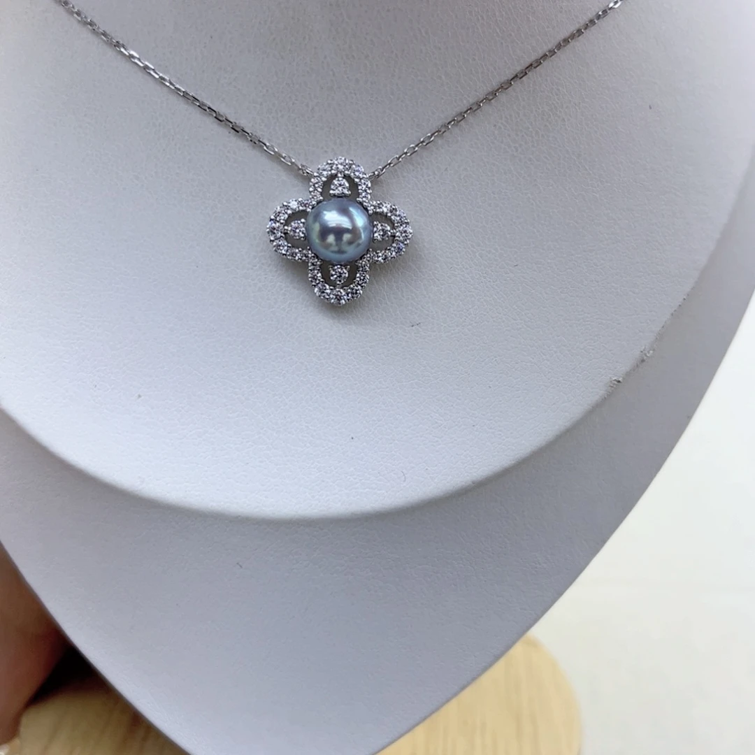 银S925镶嵌淡水珍珠耳饰