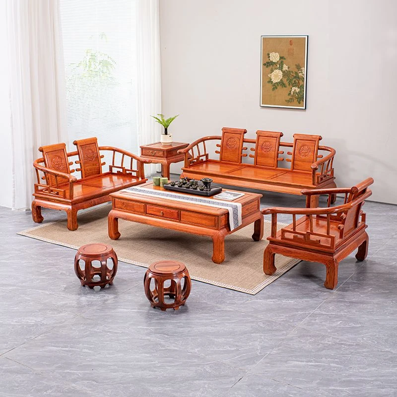 红木家具国标刺猬紫檀沙发全实木新中式家用客厅沙发椅组合古典