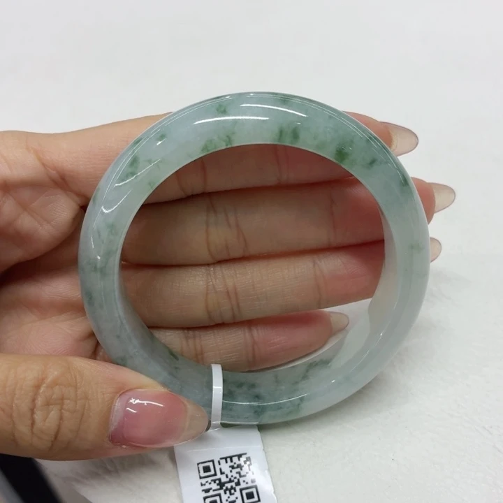 翡翠未镶嵌手镯缅甸翡翠手镯53.9飘花