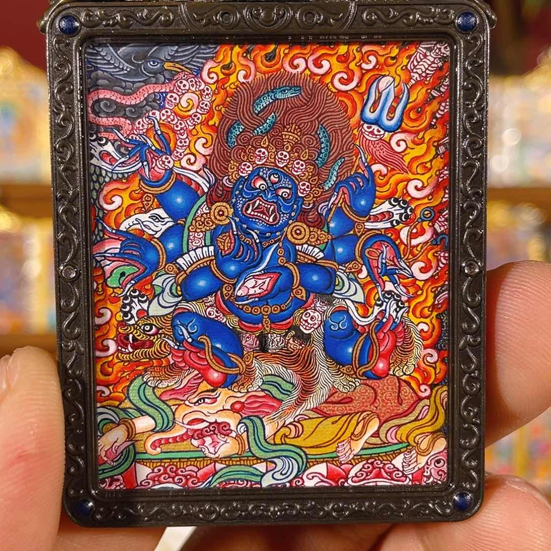 六臂大黑天热贡小唐卡