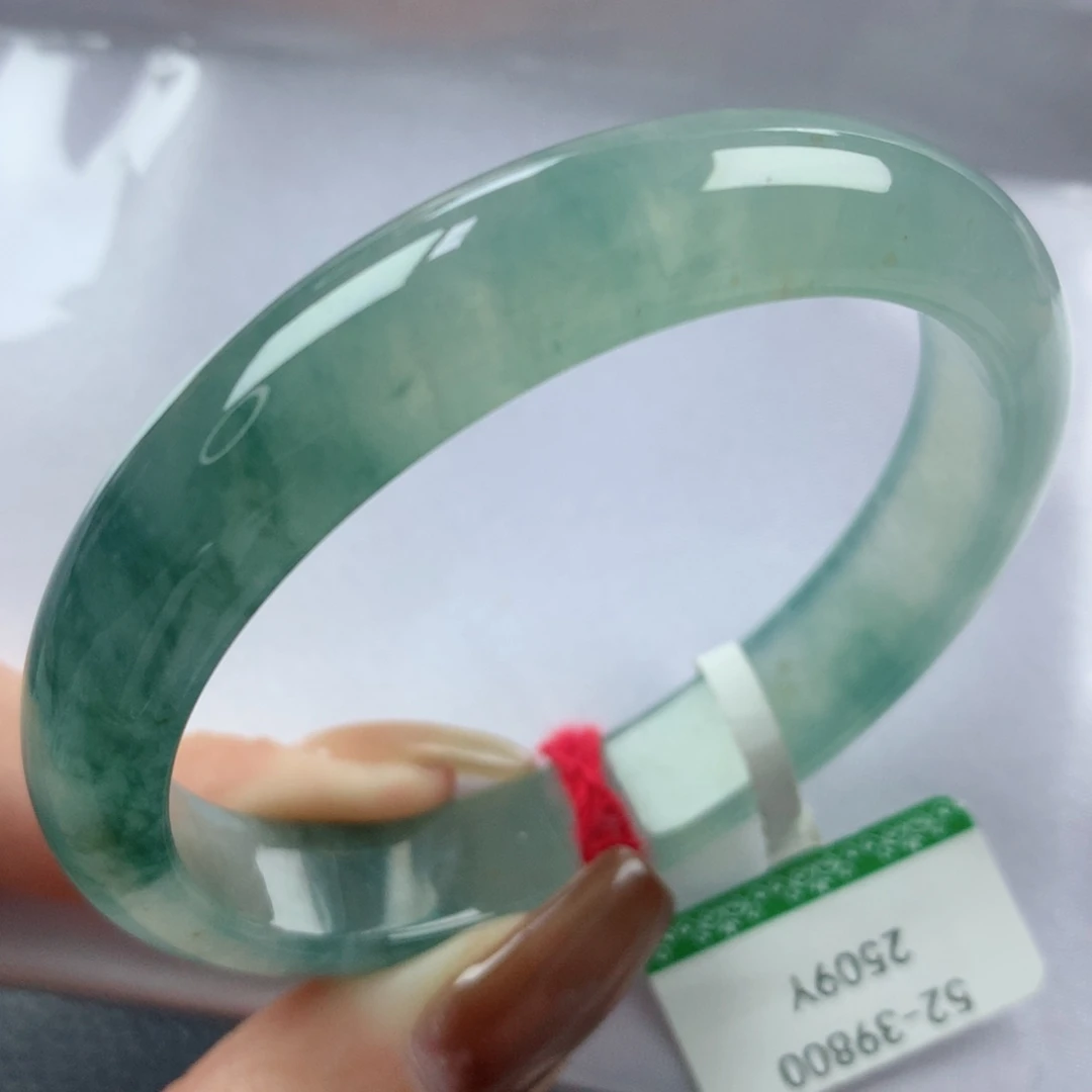 未镶嵌手镯翡翠高冰玻璃底浓墨重彩飘花贵妃52