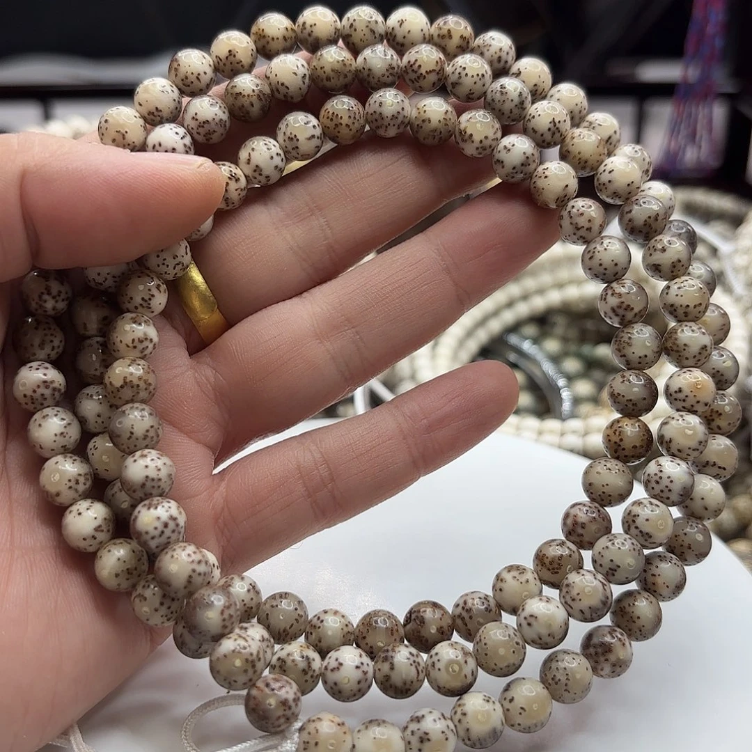 星月菩提手串8龙蛋水晶果冻大留白