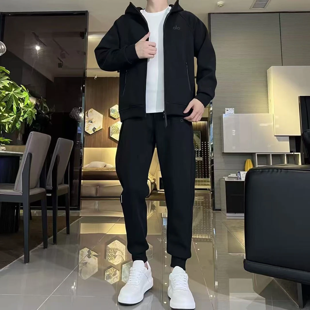 秋季新款男士时尚潮牌套装连帽卫衣外套百搭美式高街休闲运动卫裤