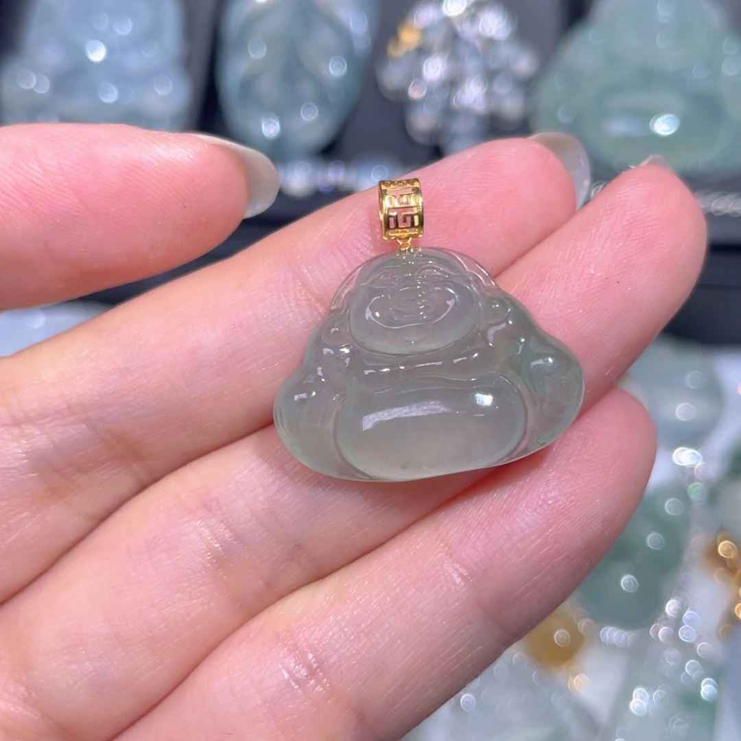 颈饰18K金镶嵌翡翠翡翠