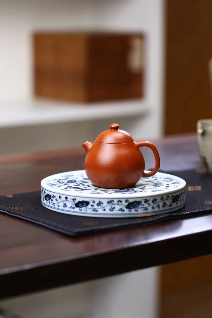 王强学生张欣茹全手工明式龙蛋经典朱泥紫砂壶龙蛋茶壶