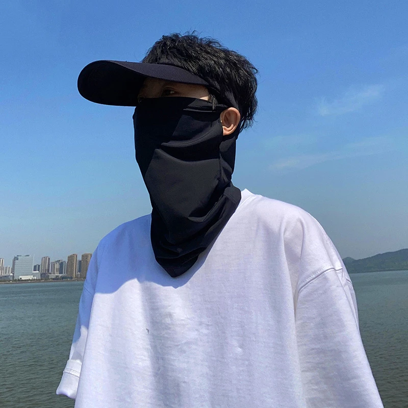 夏季新款防晒面罩男遮全脸基尼脖颈防紫外线面纱钓鱼骑行纯色口罩