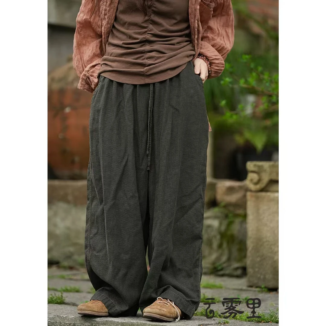 素朴布衣 云雾里5213复古文艺松弛感随性恣意宽松亲肤纯亚麻裤子