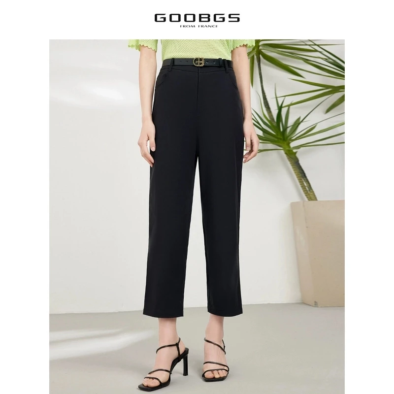 【谷邦L+】谷邦GOOBGS 黑色高腰直筒长裤 G2391667