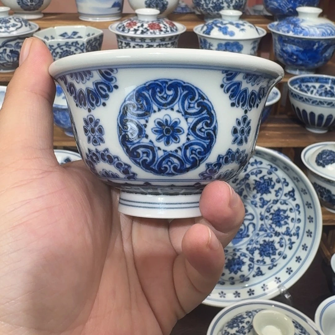 陶瓷瓷片纯手工手绘柴窑120CC