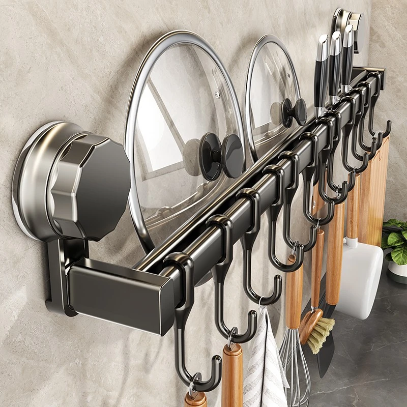吸盘厨房挂钩置物架免打孔多功能挂锅铲勺子铲子刀具一体收纳架子