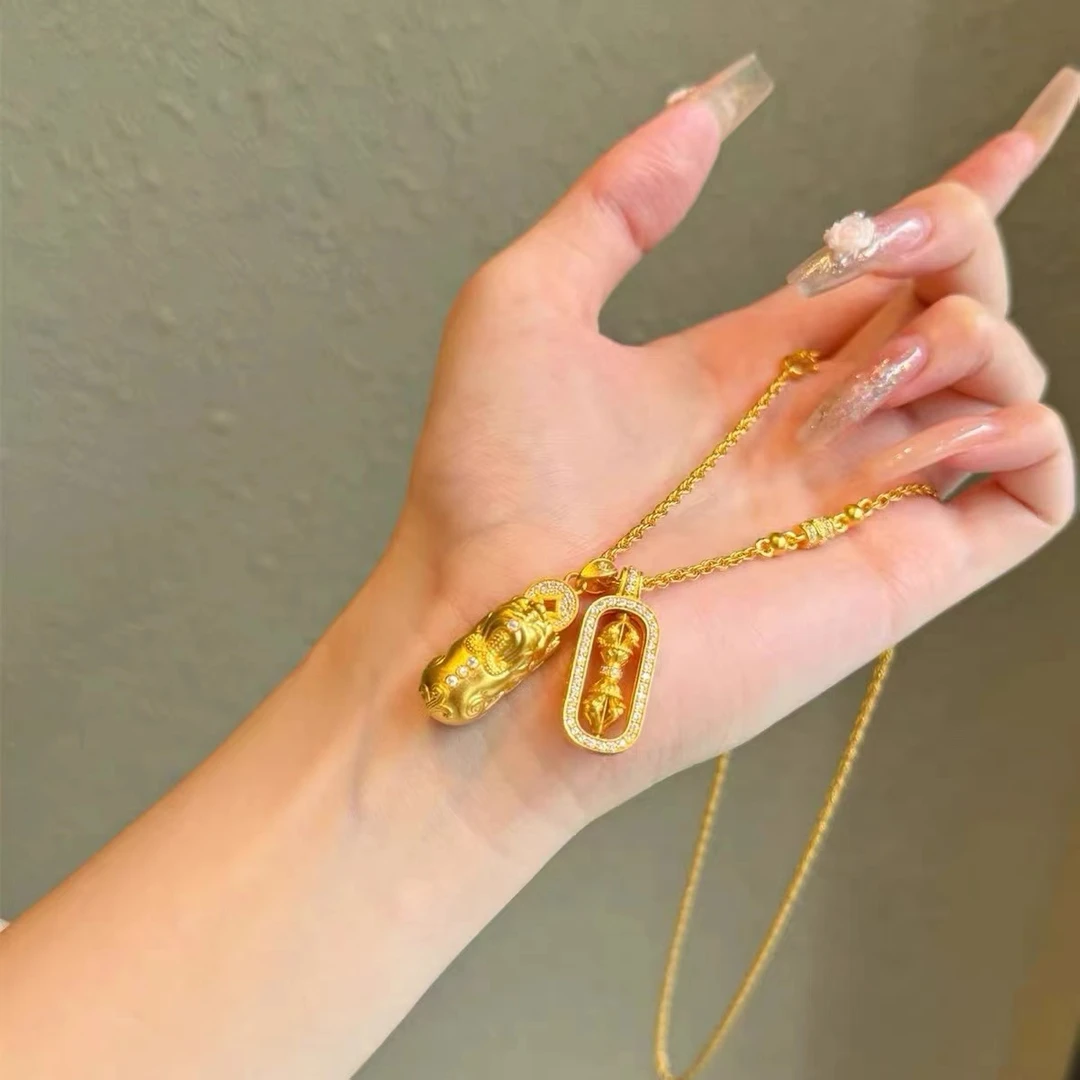 坠链均足银 纯银项链金刚杵足银999貔貅时尚坠链送女友情人节礼物