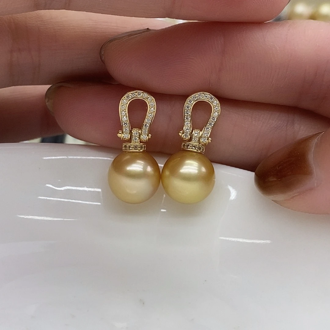 银S925镶嵌耳饰海水珍珠