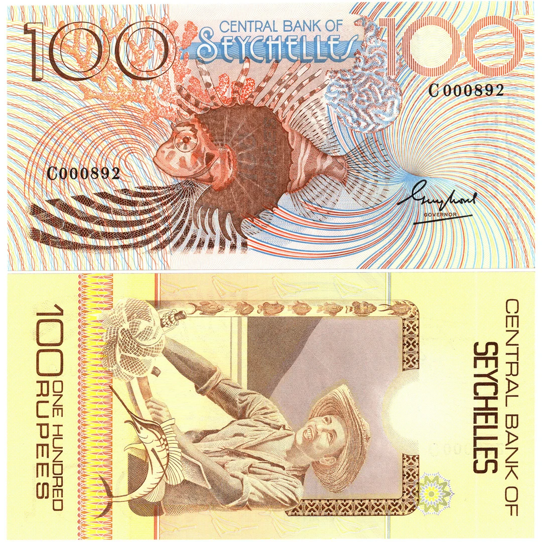 塞舌尔100卢比1983年全新UNC纸币老纸钞外国钱币收藏