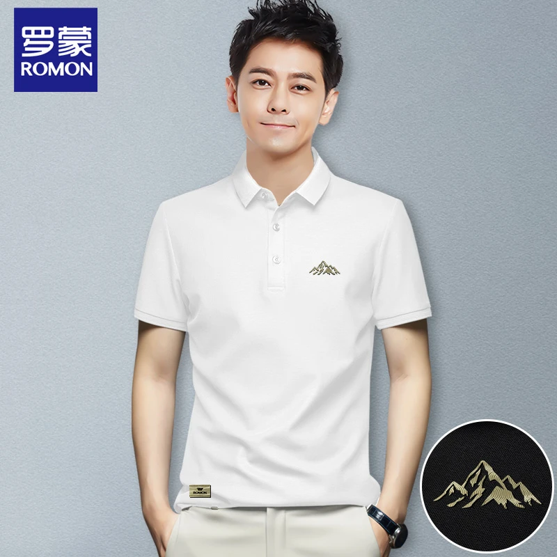 Romon/罗蒙高档夏季Polo衫冰丝速干翻领短袖男装休闲运动上衣5210