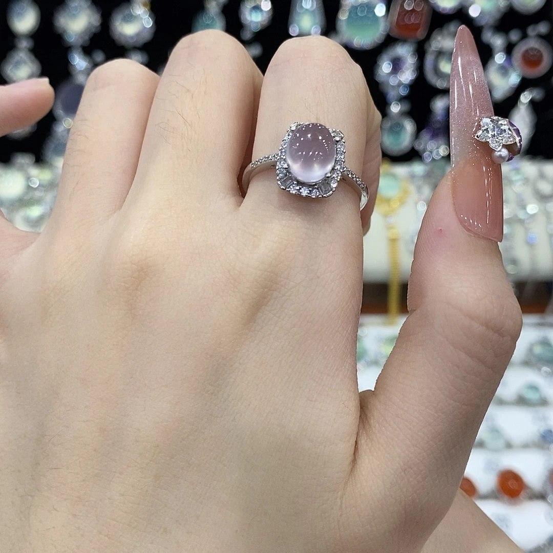 萤石戒指银S925镶嵌