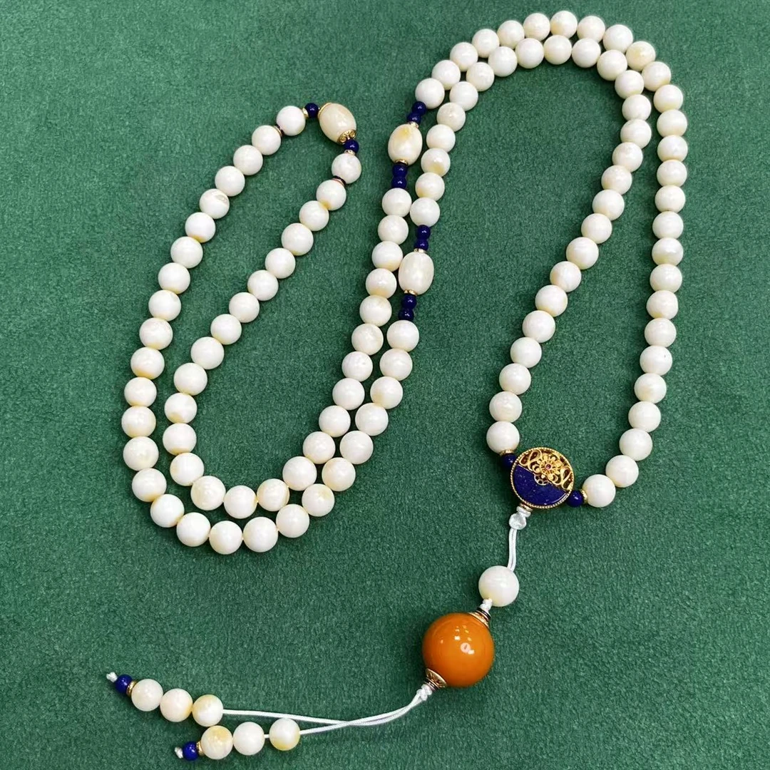 【天香如易】天然琥珀蜜蜡白蜜108颗项链多圈（多样性发一件）