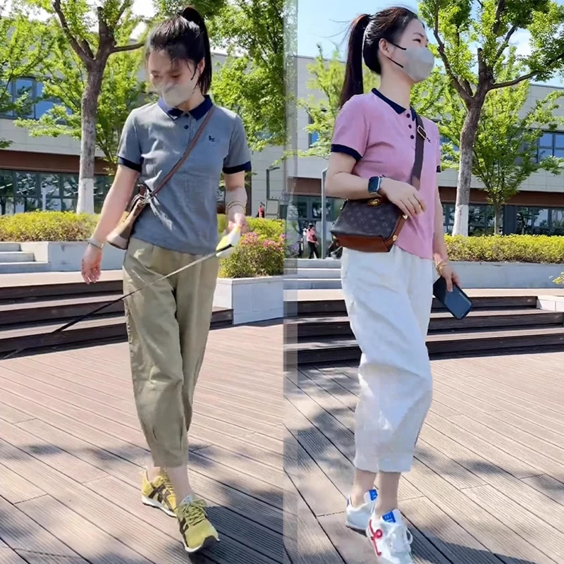 夏季减龄一整套穿搭高级感时尚印花T恤女气质显瘦哈伦休闲裤套装