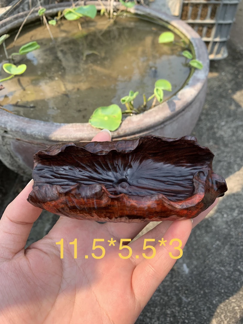 老挝大红酸枝交趾黄檀黑飘红荷叶边茶则