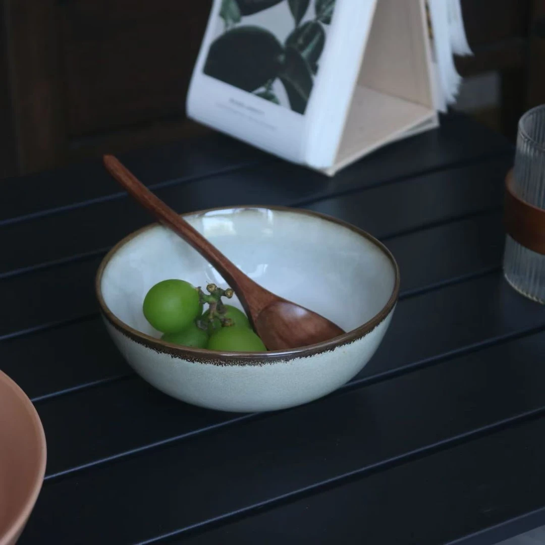 w315 ins风陶瓷浅碗5.4英寸水果碗窑变酸奶碗 微瑕 凑满20发货