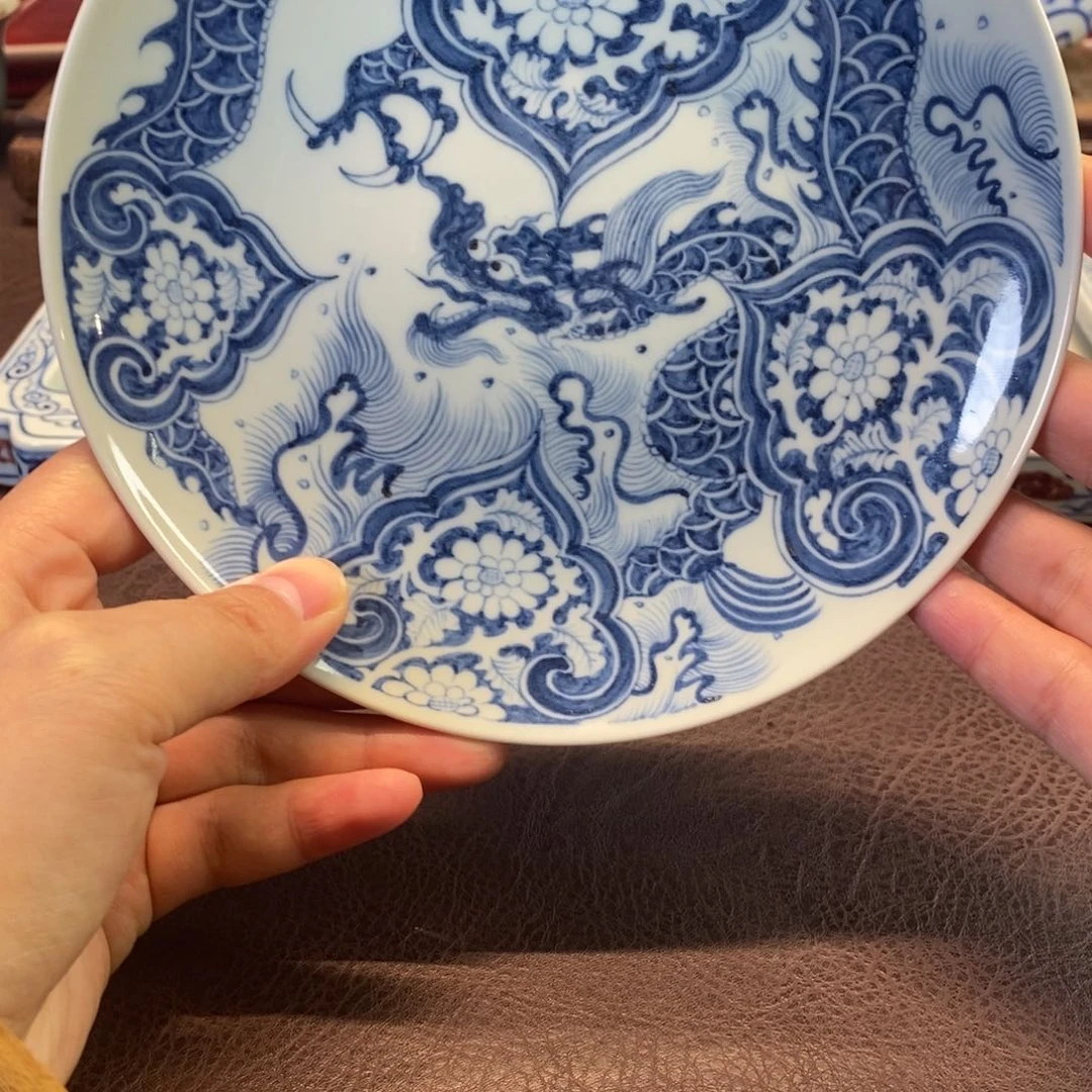 碗仿元青花龙壶承16cm