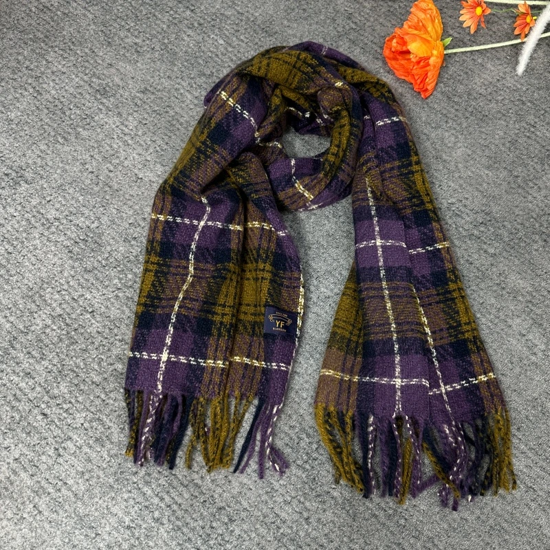 韩版女格子复古格纹保暖舒服厚款成人冬季围巾-婉儿-2025