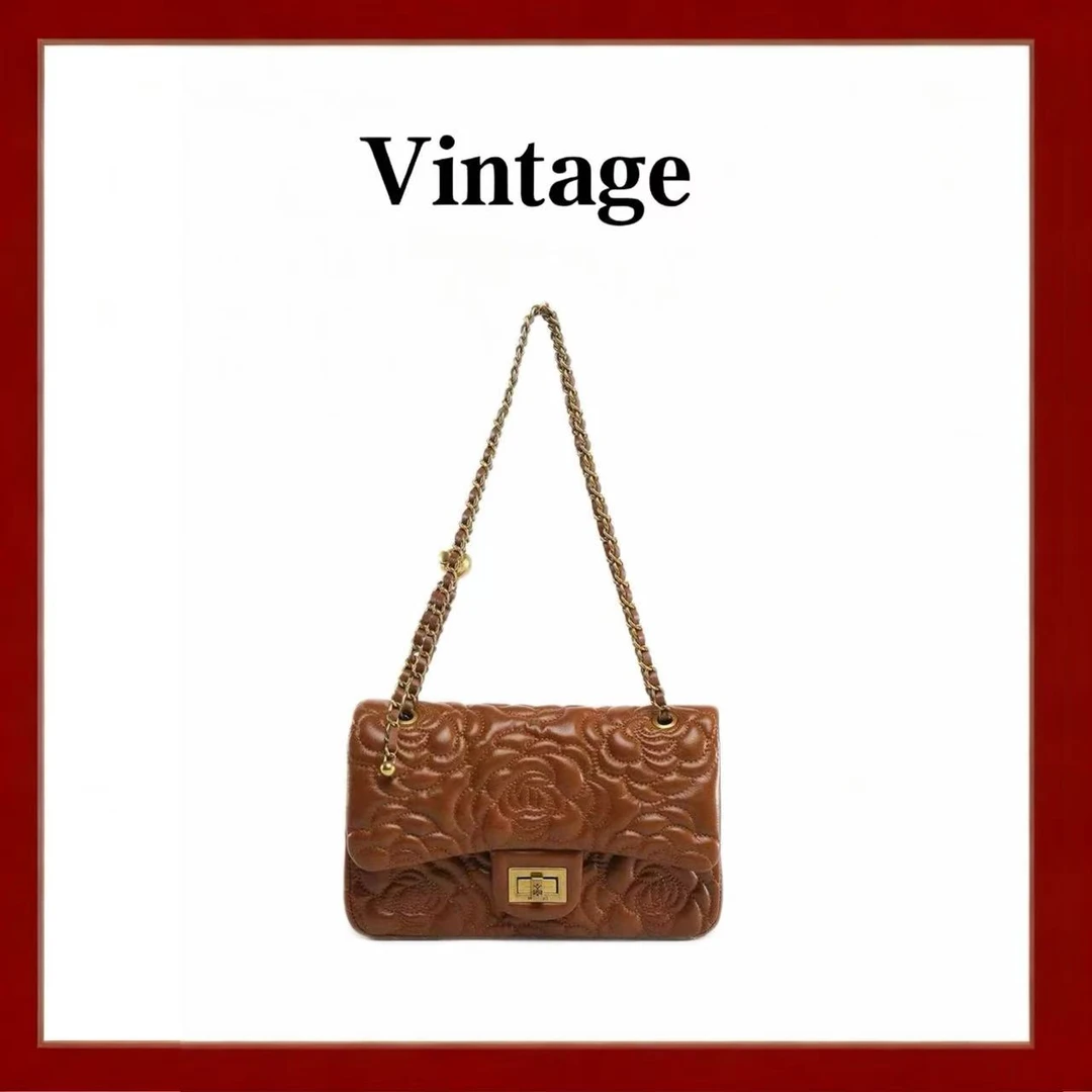 新款韩版时尚休闲绣线斜挎包1448绣线棕