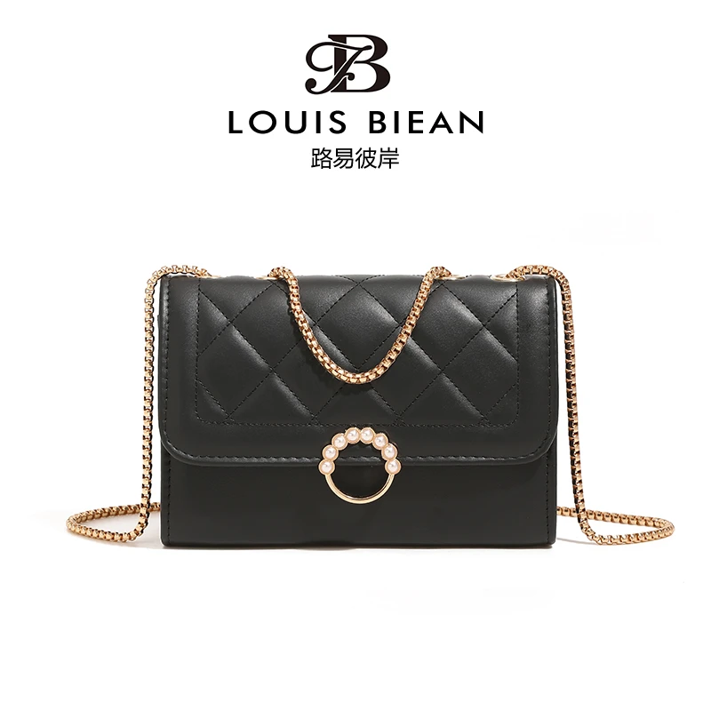2025新款路易彼岸链条韩系斜挎包百搭小众单肩腋下9089黑色