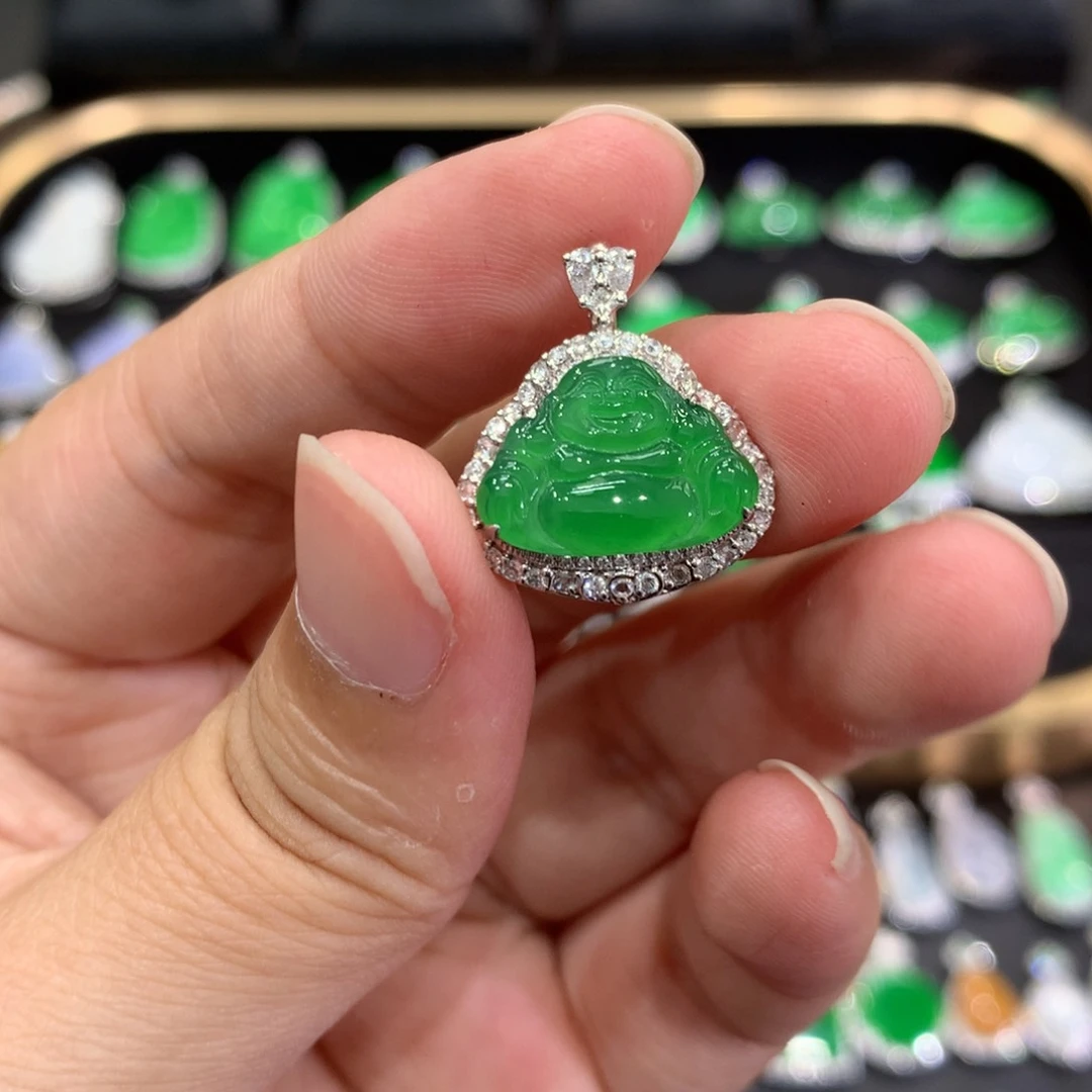 翡翠18K金镶嵌吊坠(不含链)吊坠