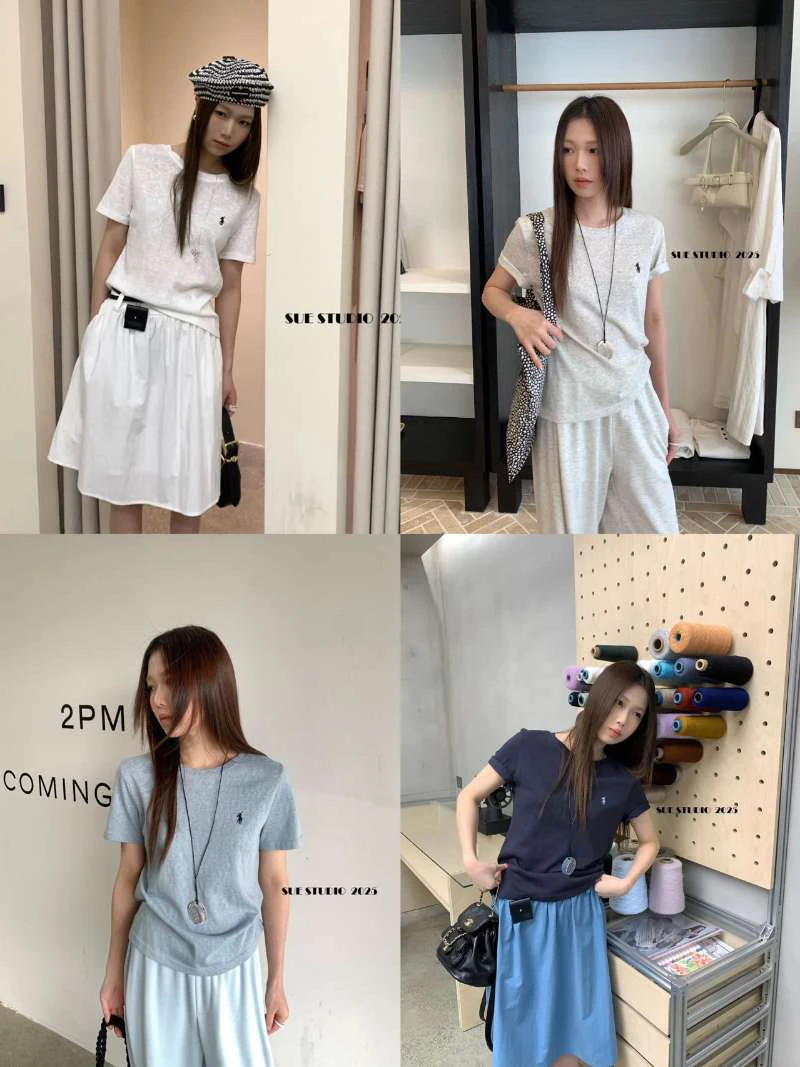 时尚休闲女士套装裙减龄气质洋气配丝巾T恤半身裙