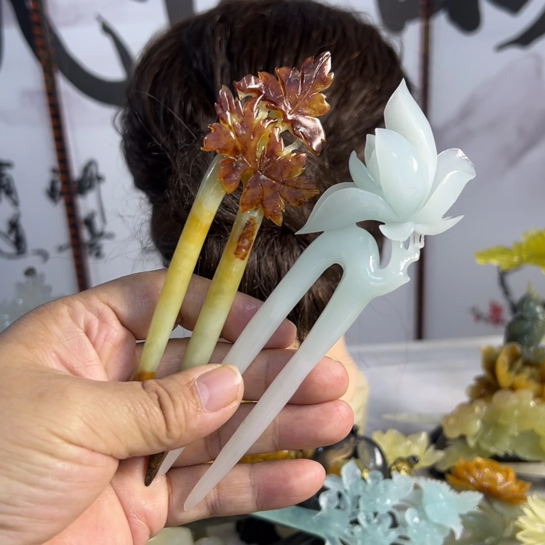 蛇纹石玉未镶嵌发饰