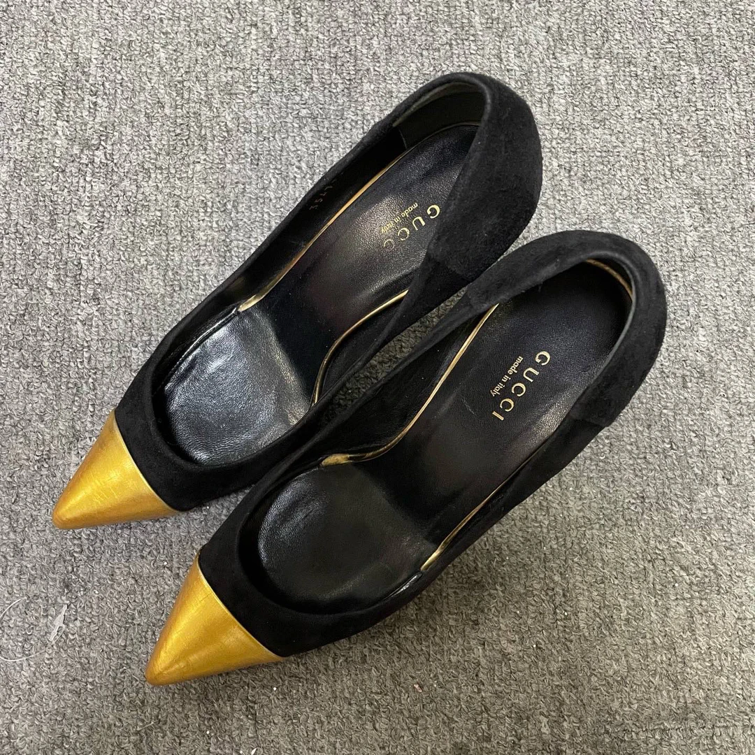 95新 GUCCI/古驰 尖头套穿细跟高跟鞋  37.5码/12468