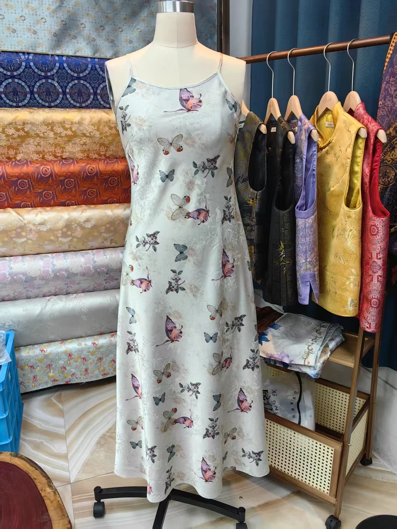 【吊带手工费】宥芈丝绸服装面料衣服面料A