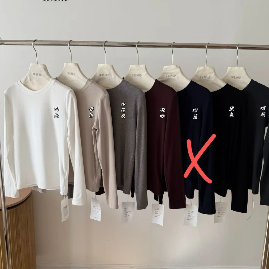 圆领31816休闲长袖拼接T恤打底衫通勤条纹针织修身型大方