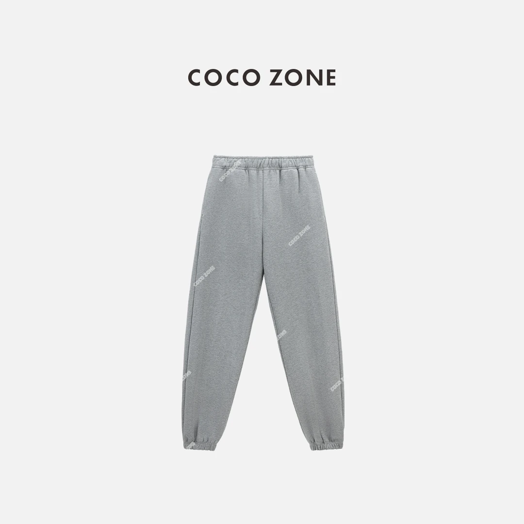 COCO ZONE 刘一一 100棉松紧腰束脚裤纯色通勤休闲裤CC2C1570