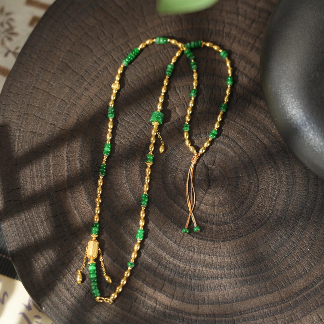 翡瓜瓜-天然A货翡翠18K金项链-b