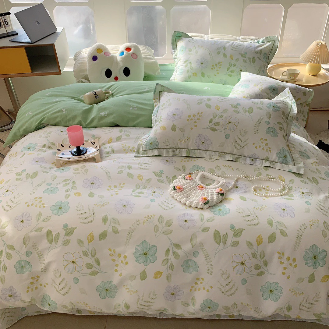 100%纯棉全棉四件套床品春夏薄款轻薄透气小清新全棉假一赔万sx
