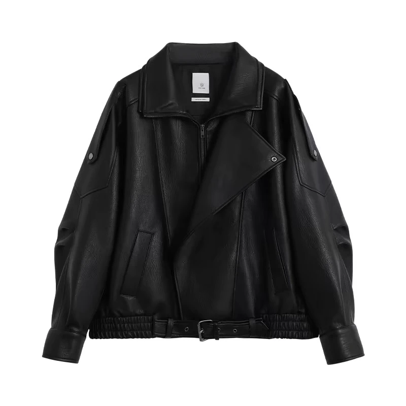 【DS】杨树林同款双领机车进口头层自然泡皮女士春秋皮衣