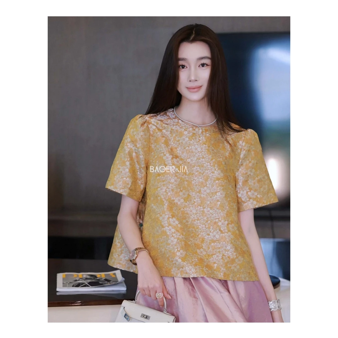 15-【繁花】宝儿家含幂BK94325204夏季款桑蚕丝丝滑温柔宝相花上衣