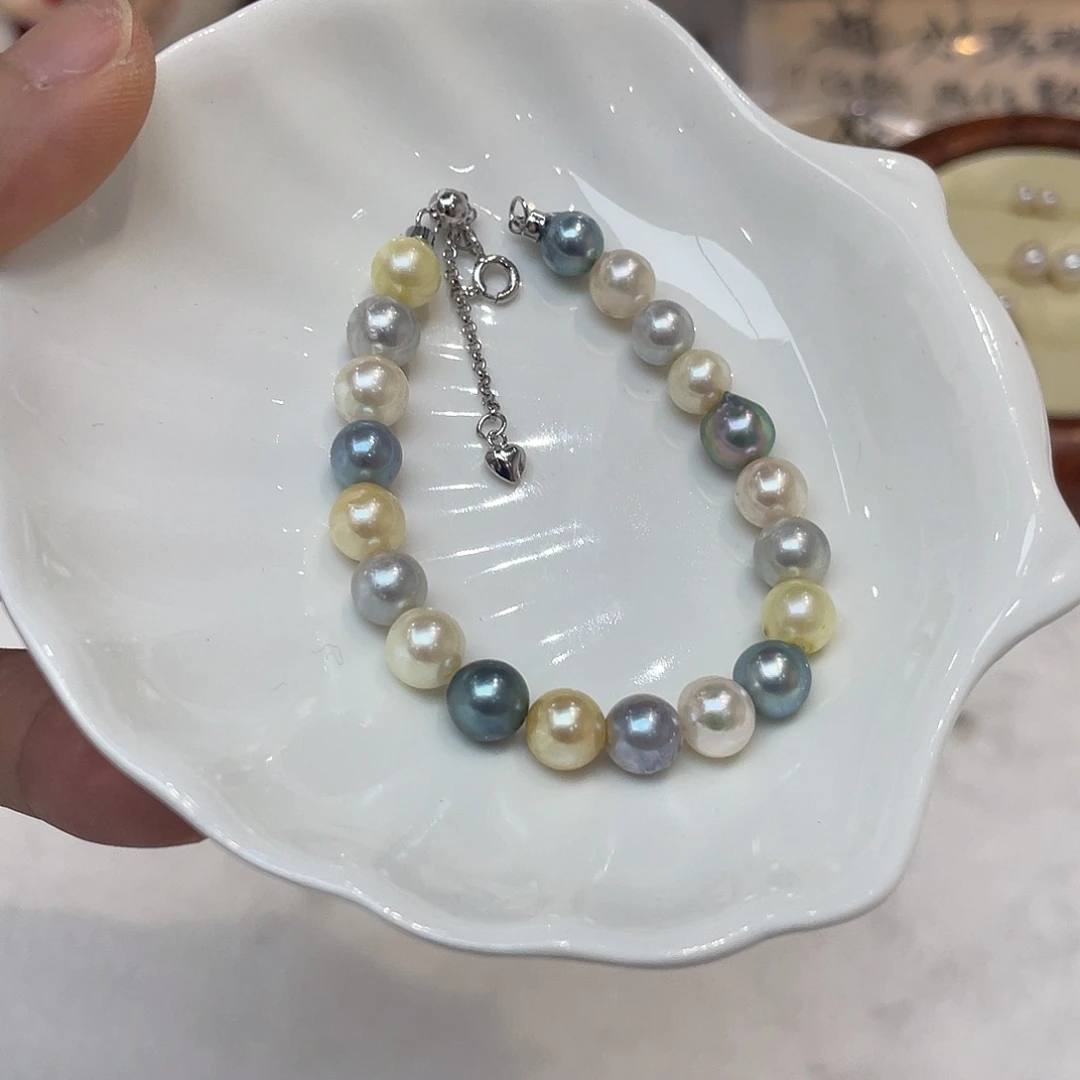银S925镶嵌手绳海水珍珠
